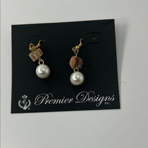 Premier Designs Gold and Cream Earrings